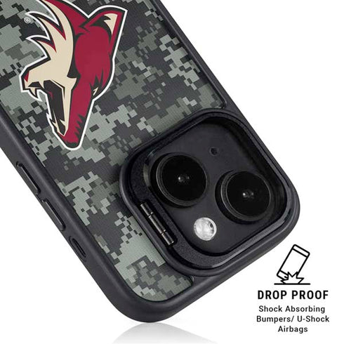 NHL Arizona Coyotes Camo iPhone 15 Plus Kickstand Case