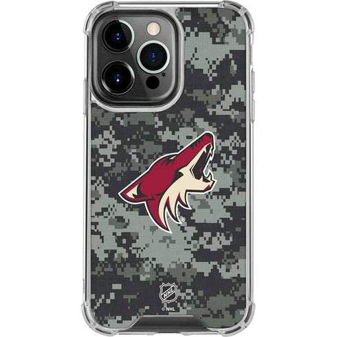 NHL Arizona Coyotes Camo iPhone 16 Pro Max Clear Case