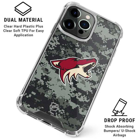 NHL Arizona Coyotes Camo iPhone 16 Pro Max Clear Case