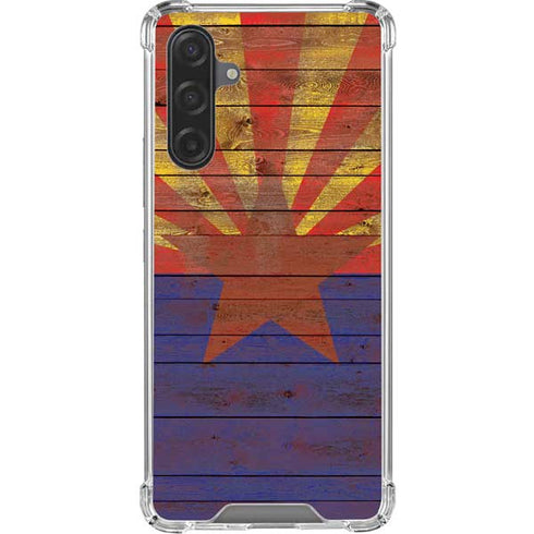 Arizona Flag Dark Wood Galaxy A17 Clear Case