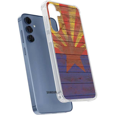 Arizona Flag Dark Wood Galaxy A55 5G Clear Case