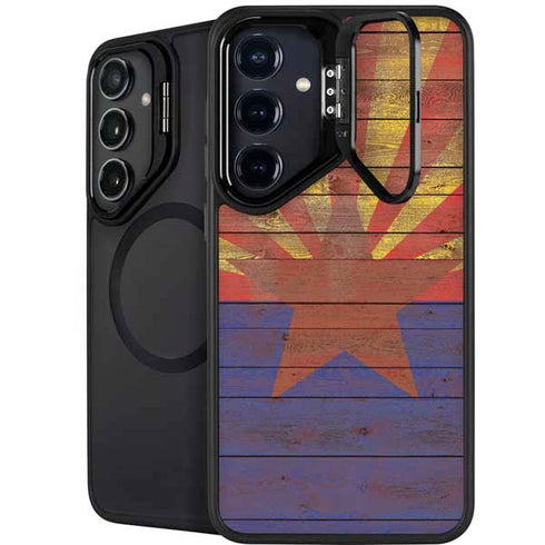 Arizona Flag Dark Wood Galaxy S24 Plus Kickstand Case