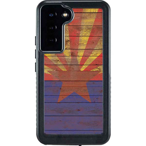 Arizona Flag Dark Wood Galaxy S24 Plus Waterproof Case