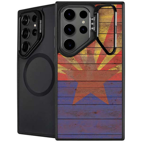 Arizona Flag Dark Wood Galaxy S25 Ultra Kickstand Case