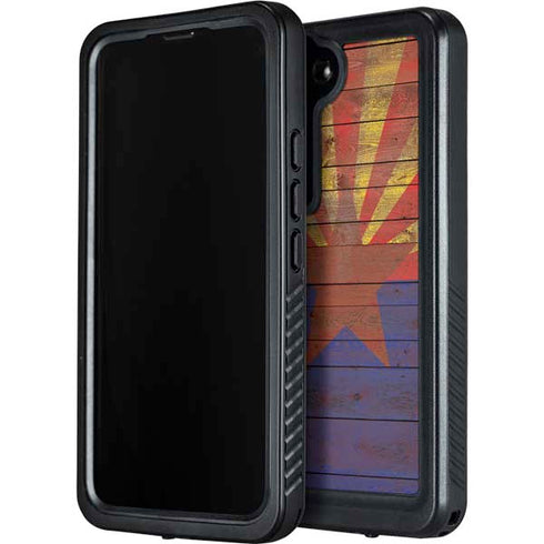 Arizona Flag Dark Wood Galaxy S24 Waterproof Case