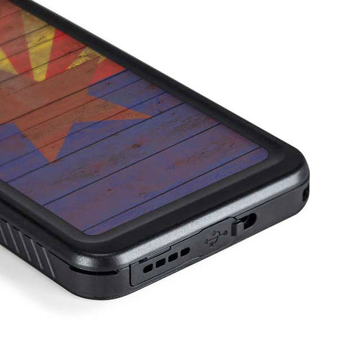 Arizona Flag Dark Wood Galaxy S24 Waterproof Case