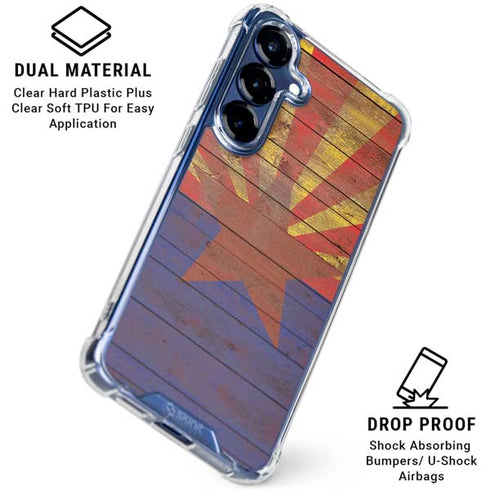 Arizona Flag Dark Wood Galaxy S25 Plus Clear Case