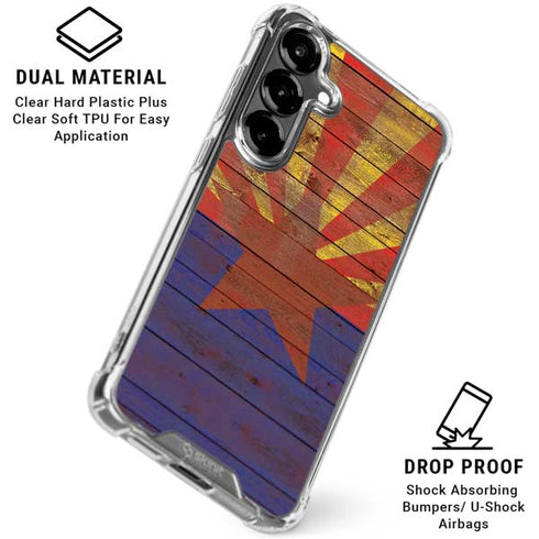 Arizona Flag Dark Wood Galaxy S26 Plus Clear Case