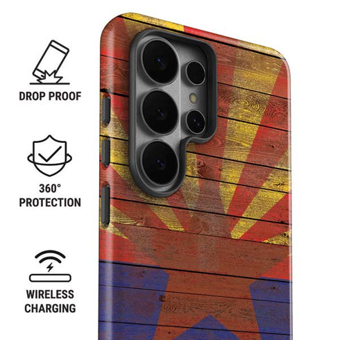Arizona Flag Dark Wood Galaxy S26 Ultra Impact Case