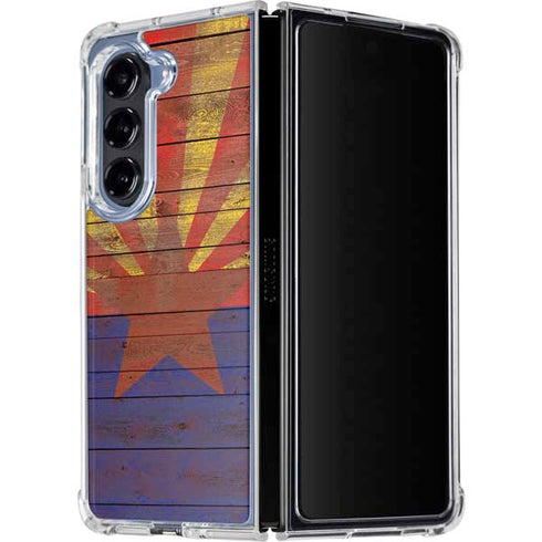 Arizona Flag Dark Wood Galaxy Z Fold5 5G Clear Case