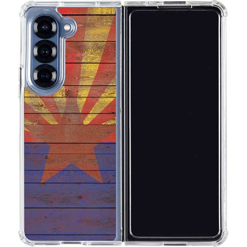 Arizona Flag Dark Wood Galaxy Z Fold6 Clear Case