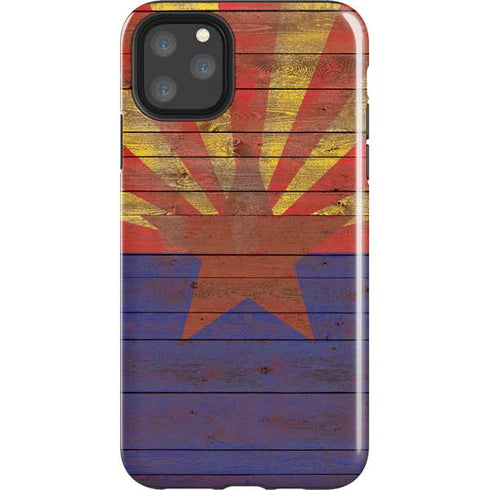 Arizona Flag Dark Wood iPhone Cases