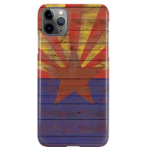 Arizona Flag Dark Wood iPhone Cases