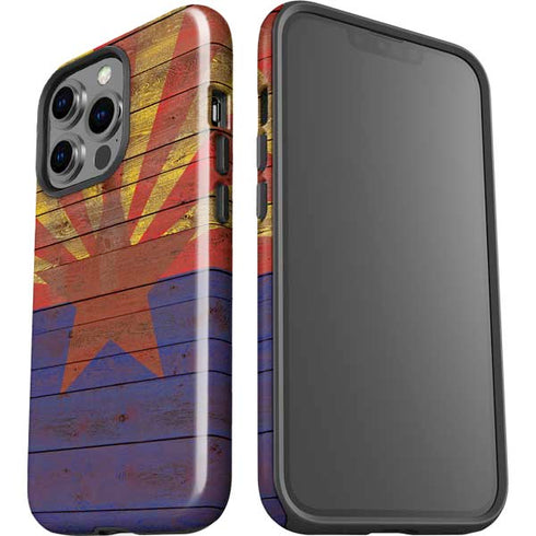 Arizona Flag Dark Wood iPhone 15 Pro Impact Case