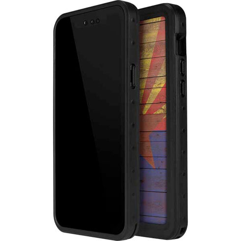 Arizona Flag Dark Wood iPhone 15 Pro Waterproof Case