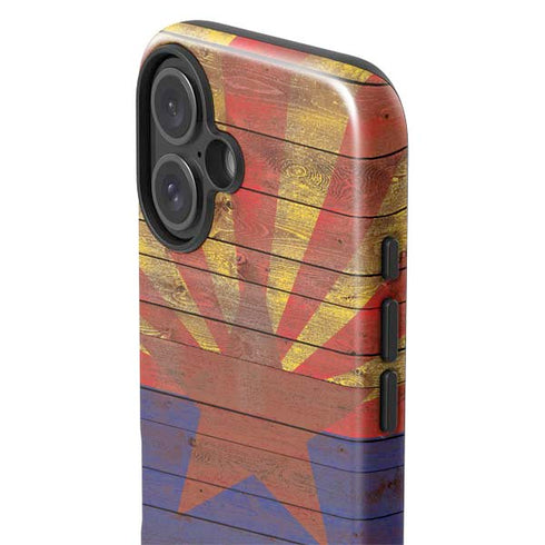 Arizona Flag Dark Wood iPhone 16 Plus Impact Case