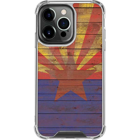 Arizona Flag Dark Wood iPhone 16 Pro Clear Case