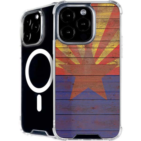 Arizona Flag Dark Wood iPhone 16 Pro MagSafe Case