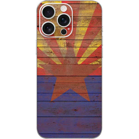 Arizona Flag Dark Wood iPhone 16 Pro Max Skin