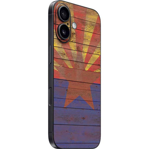 Arizona Flag Dark Wood iPhone 16 Skin