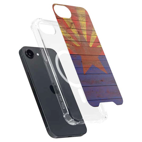 Arizona Flag Dark Wood iPhone 16e MagSafe Case