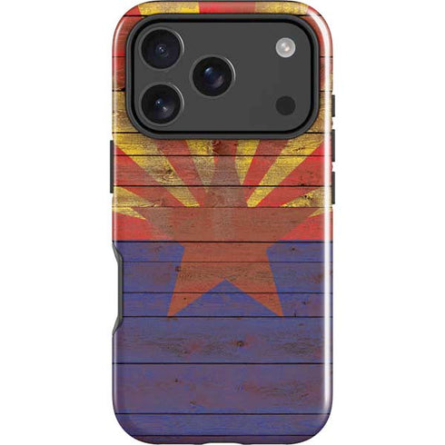 Arizona Flag Dark Wood iPhone 18 Pro Impact Case