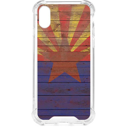 Arizona Flag Dark Wood iPhone XS Clear Case