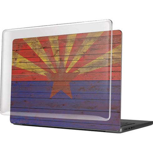 Arizona Flag Dark Wood MacBook Pro 14in (2021-24) Case plus Skin