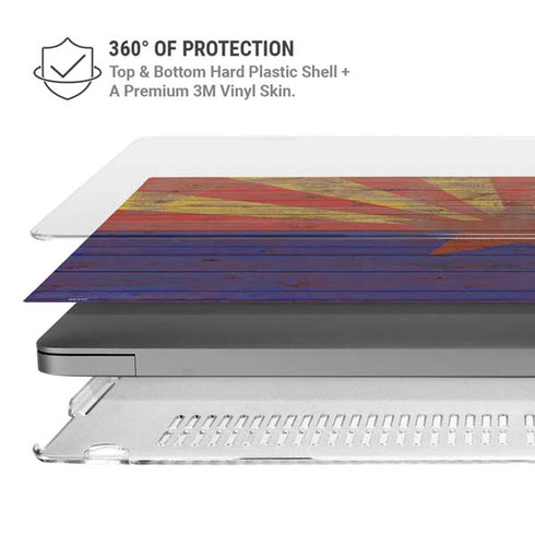 Arizona Flag Dark Wood MacBook Pro 14in (2021-24) Case plus Skin