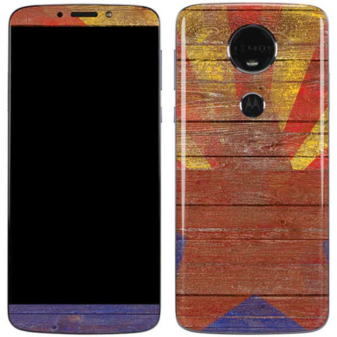 Arizona Flag Dark Wood Moto E5 Plus Skin