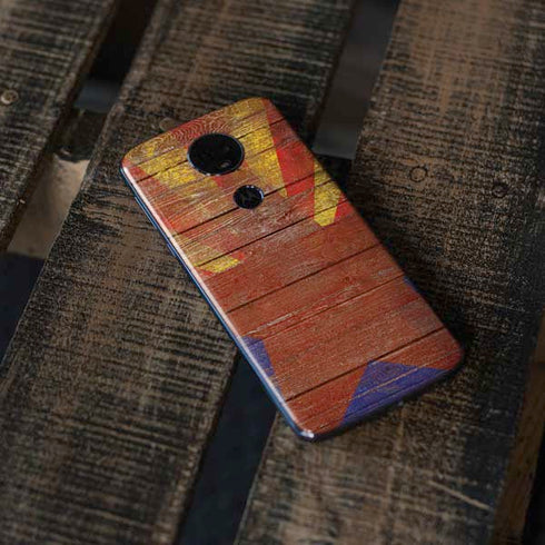 Arizona Flag Dark Wood Moto E5 Plus Skin
