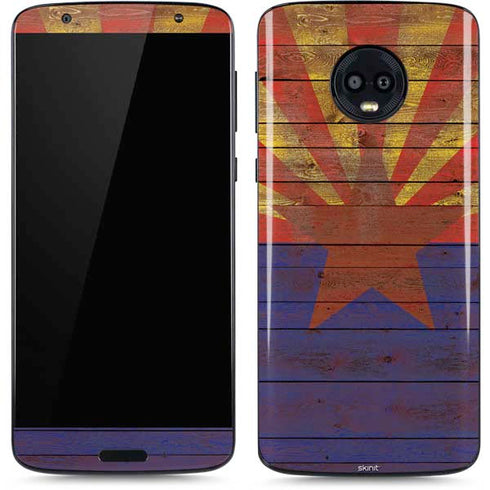 Arizona Flag Dark Wood Moto G6 Skin