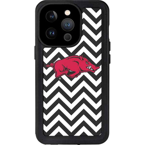 University of Arkansas-Fayetteville Chevron Print iPhone 15 Pro Waterproof Case