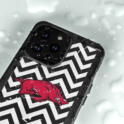 University of Arkansas-Fayetteville Chevron Print iPhone 15 Pro Waterproof Case