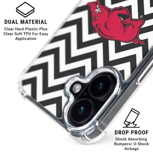 University of Arkansas-Fayetteville Chevron Print iPhone 16 Plus Clear Case