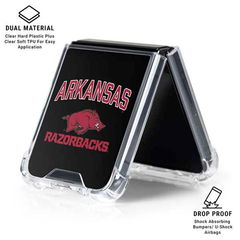 University of Arkansas-Fayetteville Razorbacks Black Galaxy Z Flip6 Clear Case