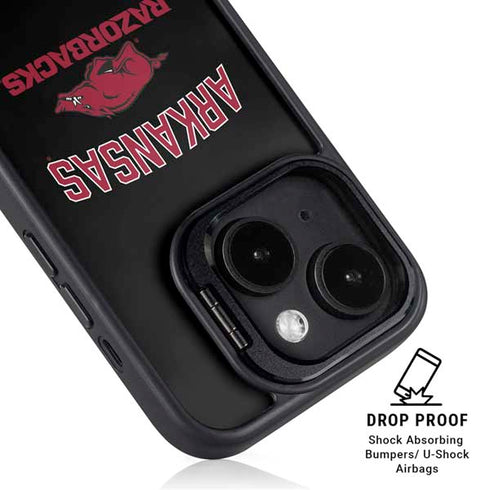University of Arkansas-Fayetteville Razorbacks Black iPhone 15 Kickstand Case