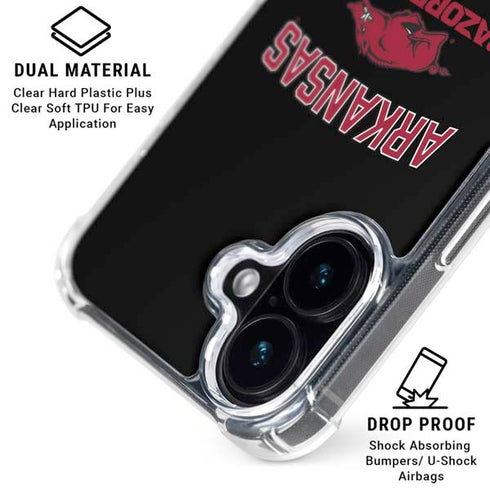 University of Arkansas-Fayetteville Razorbacks Black iPhone 17 Clear Case