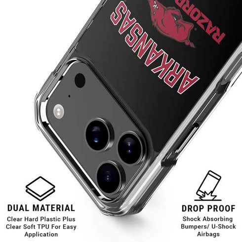 University of Arkansas-Fayetteville Razorbacks Black iPhone 18 Pro Clear Case