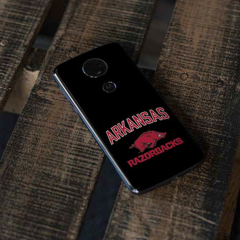 University of Arkansas-Fayetteville Razorbacks Black Moto E5 Plus Skin