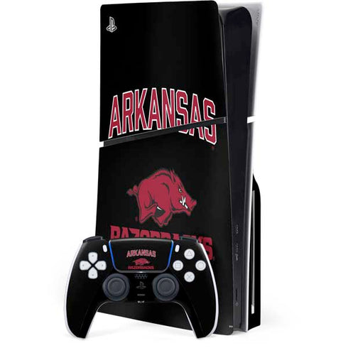 University of Arkansas-Fayetteville Razorbacks Black PS5 Slim Disk Bundle Skin