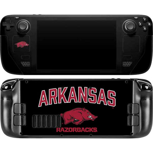 University of Arkansas-Fayetteville Razorbacks Black Steam Deck Handheld Gaming Computer OLED Skin