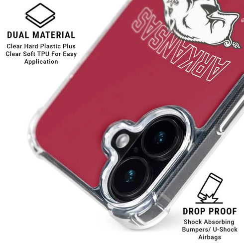 University of Arkansas-Fayetteville Razorbacks Logo iPhone 16 Plus Clear Case