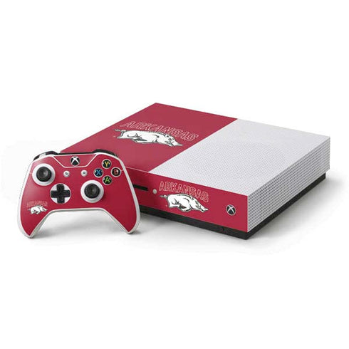 University of Arkansas-Fayetteville Razorbacks Logo Xbox One S Console and Controller Bundle Skin