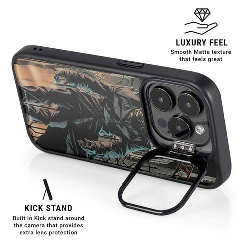 DC Comics The Joker Walking Dark Grounds Comic Art By Lee Bermejo iPhone 15 Pro Max Kickstand Case