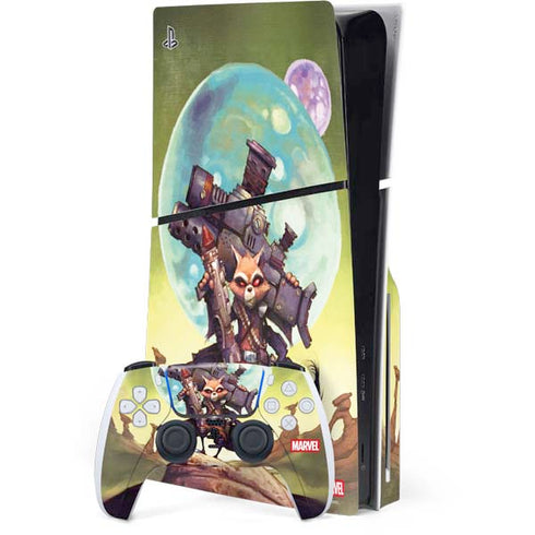 Marvel Rocket Raccoon Armored Arsenal PS5 Slim Disk Bundle Skin