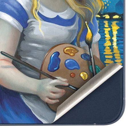 Artist Alice in Van Gogh Starry Night by Jasmine Becket-Griffith Galaxy A35 5G Skin