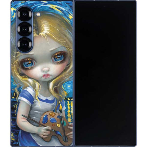 Artist Alice in Van Gogh Starry Night by Jasmine Becket-Griffith Galaxy Z Fold6 Skin