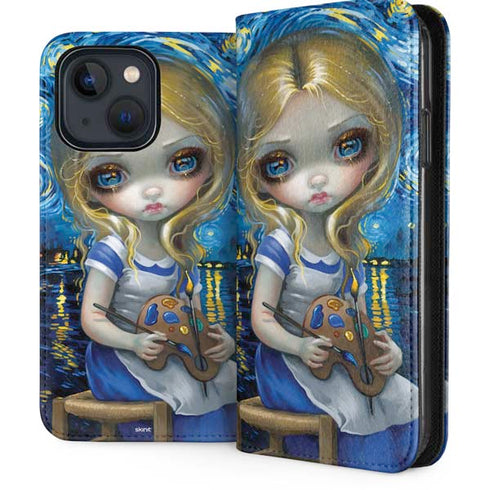 Artist Alice in Van Gogh Starry Night by Jasmine Becket-Griffith iPhone 14 Folio Case