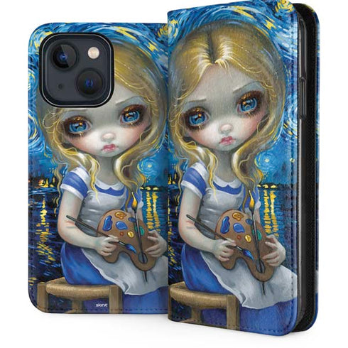 Artist Alice in Van Gogh Starry Night by Jasmine Becket-Griffith iPhone 14 Plus Folio Case
